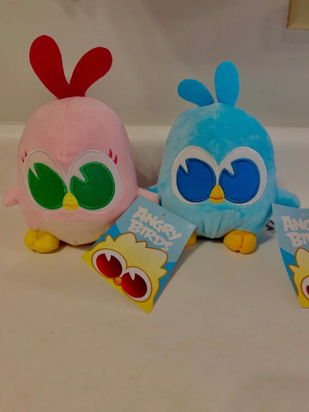 Angry Birds Hatchlings Plush Baby Birds Set of 2 Blue & Pink Stuffed Animals New